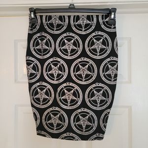 Killstar satanic baphomet goth pencil skirt